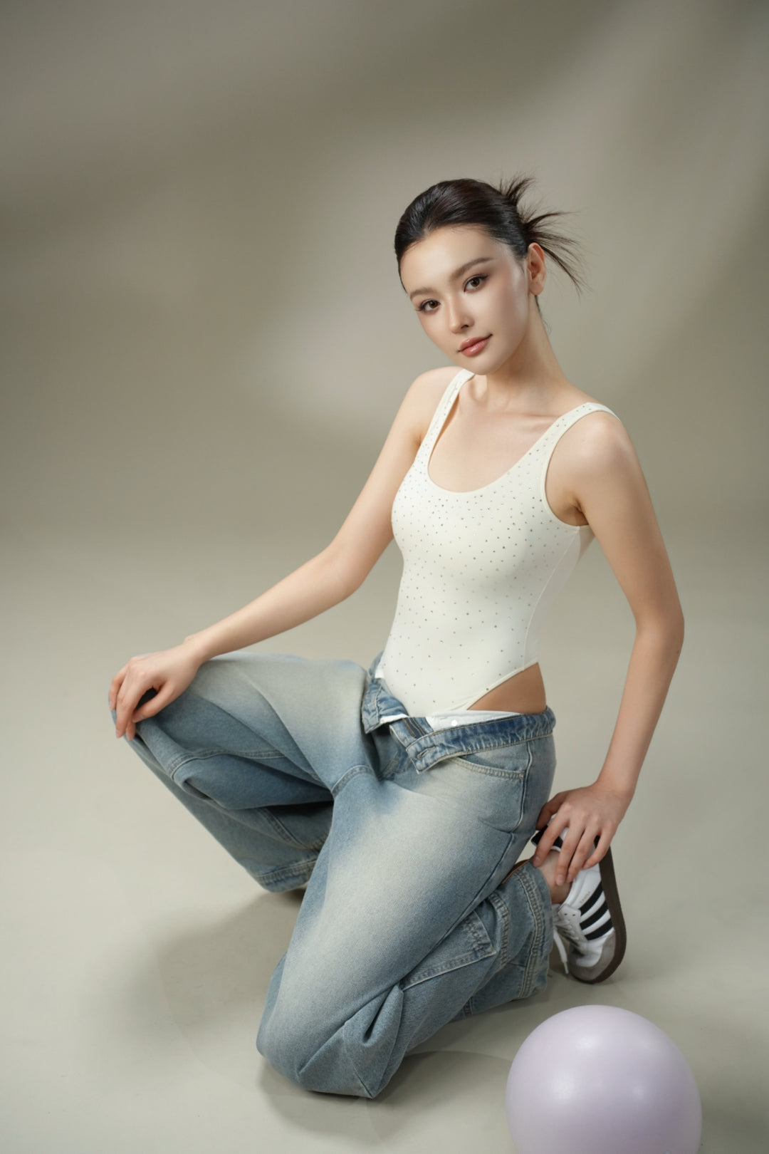 DY 鑽高衩露腰連身衣 diamond High-cut Thong Design body suit