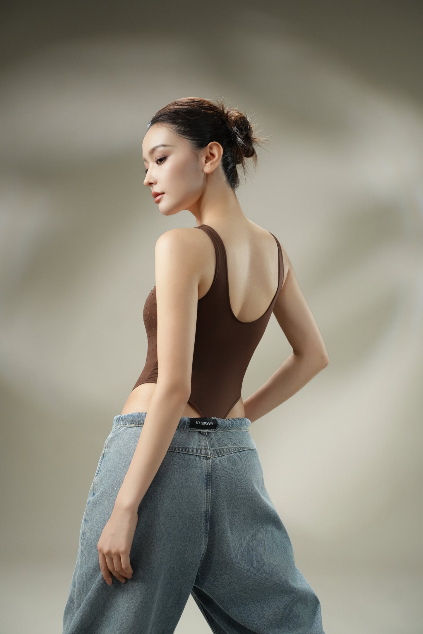 DY 鑽高衩露腰連身衣 diamond High-cut Thong Design body suit