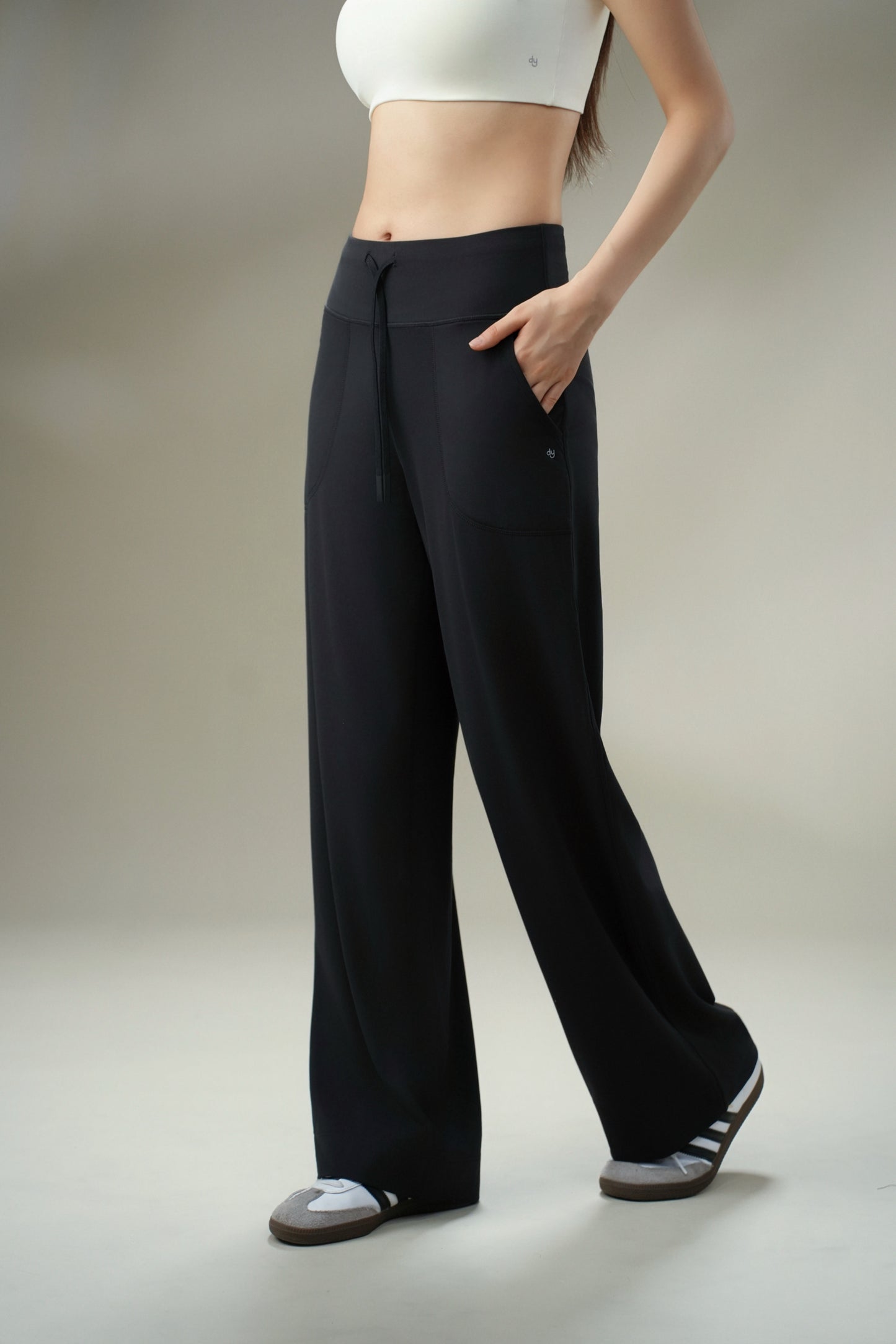 DY 高腰抽繩顯瘦直筒長褲