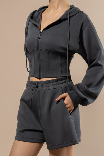 DY 雲朵棉連帽魚骨修腰外套