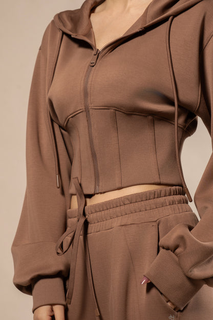 DY 雲朵棉連帽魚骨修腰外套