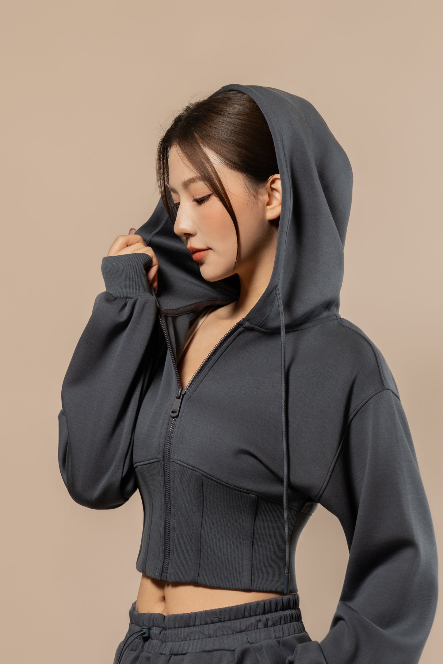 DY 雲朵棉連帽魚骨修腰外套