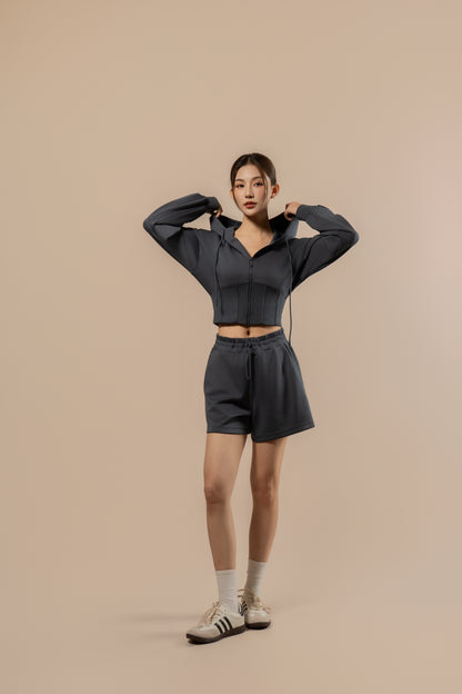 DY 雲朵棉連帽魚骨修腰外套