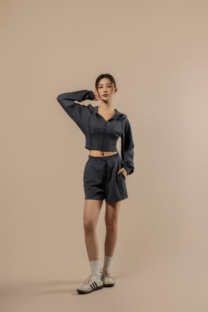 DY 雲朵棉連帽魚骨修腰外套