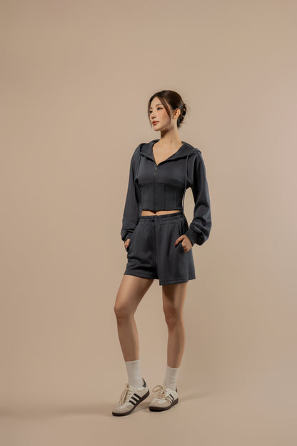 DY 雲朵棉連帽魚骨修腰外套