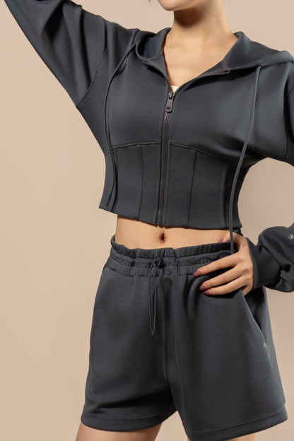 DY 雲朵棉連帽魚骨修腰外套