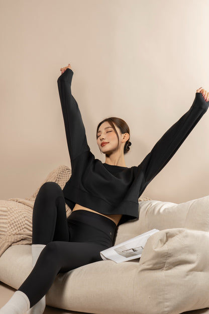 DY 雲朵棉寬鬆短款開叉衛衣