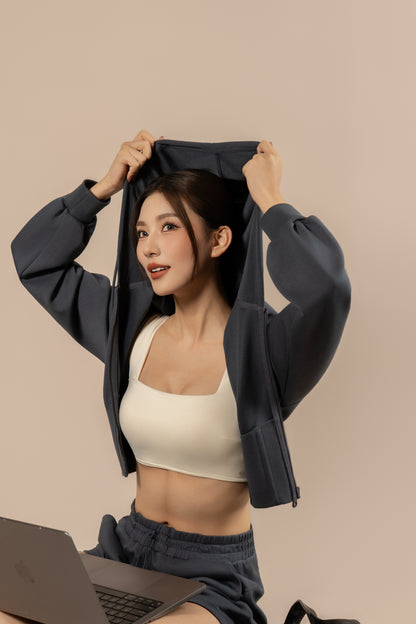 DY 雲朵棉連帽修腰外套