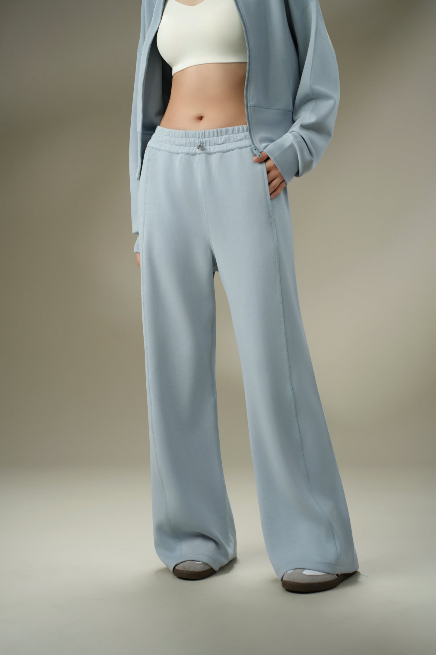 DY 高腰抽繩顯瘦直筒長褲