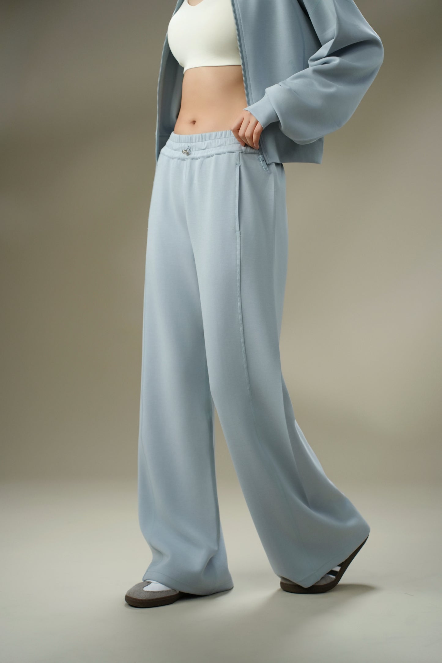 DY 高腰抽繩顯瘦直筒長褲