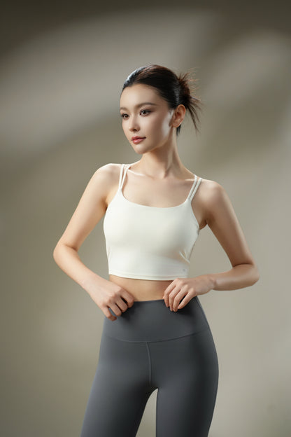 DY 雙細肩帶扭結美背運動短上衣