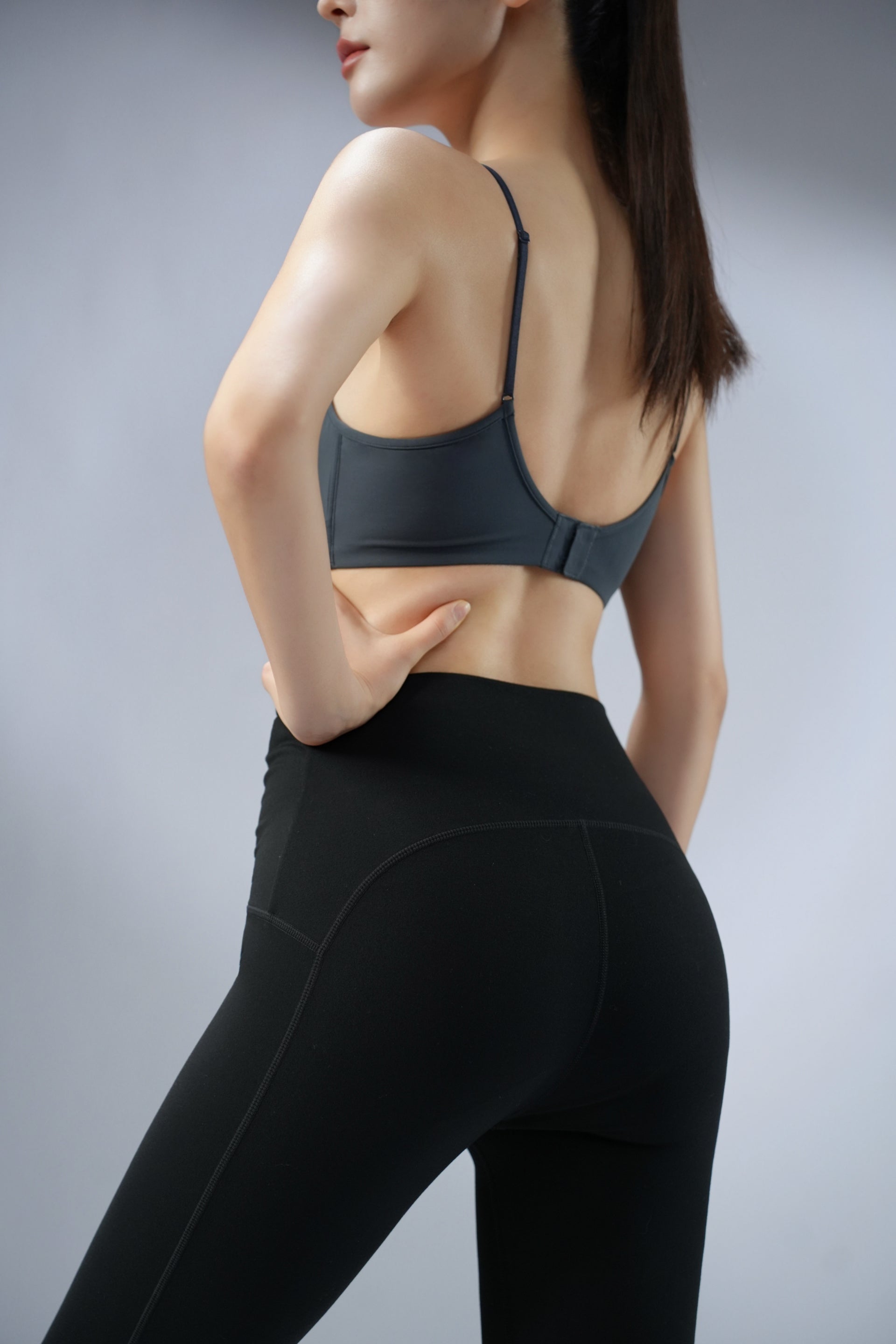 DY高腰鏤空皺摺喇叭瑜伽褲