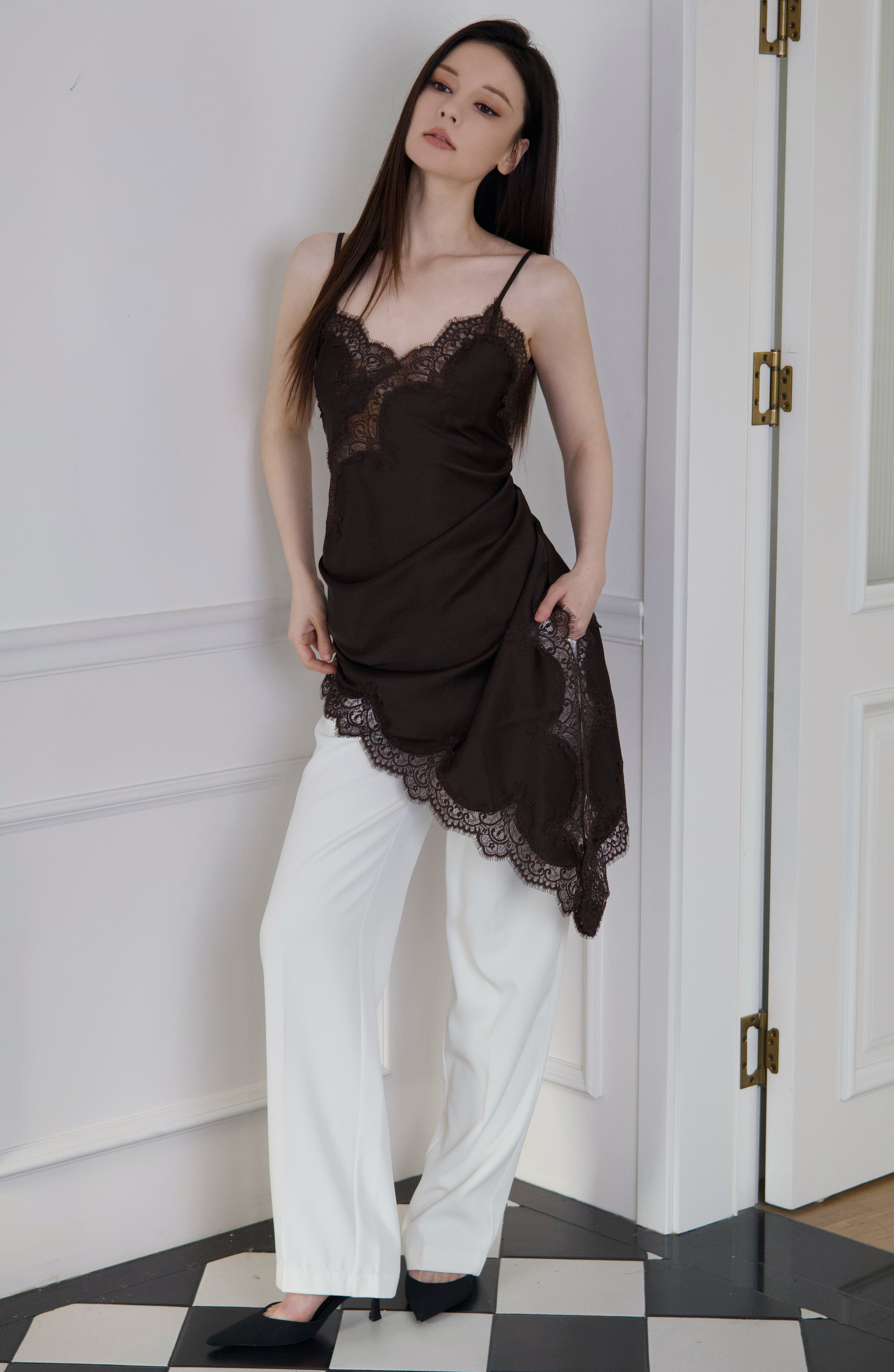 DCMR 法式天絲蕾絲拼接連身裙